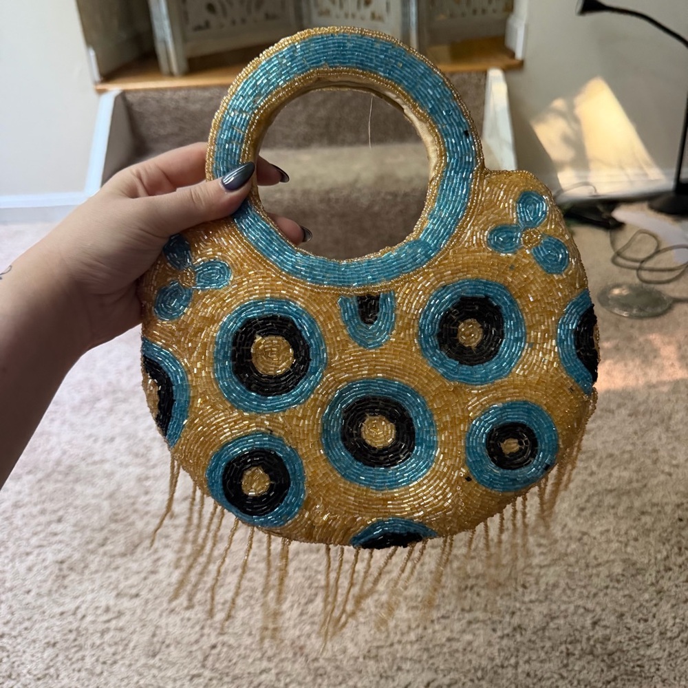 Vintage beaded fringe bag